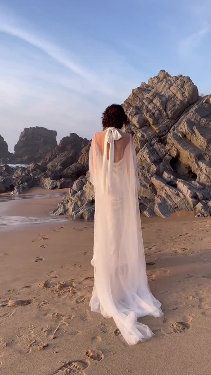 Tulle Wedding Cape: Long Sleeve Bridal Cover-Up, Sheer Overlay video poster