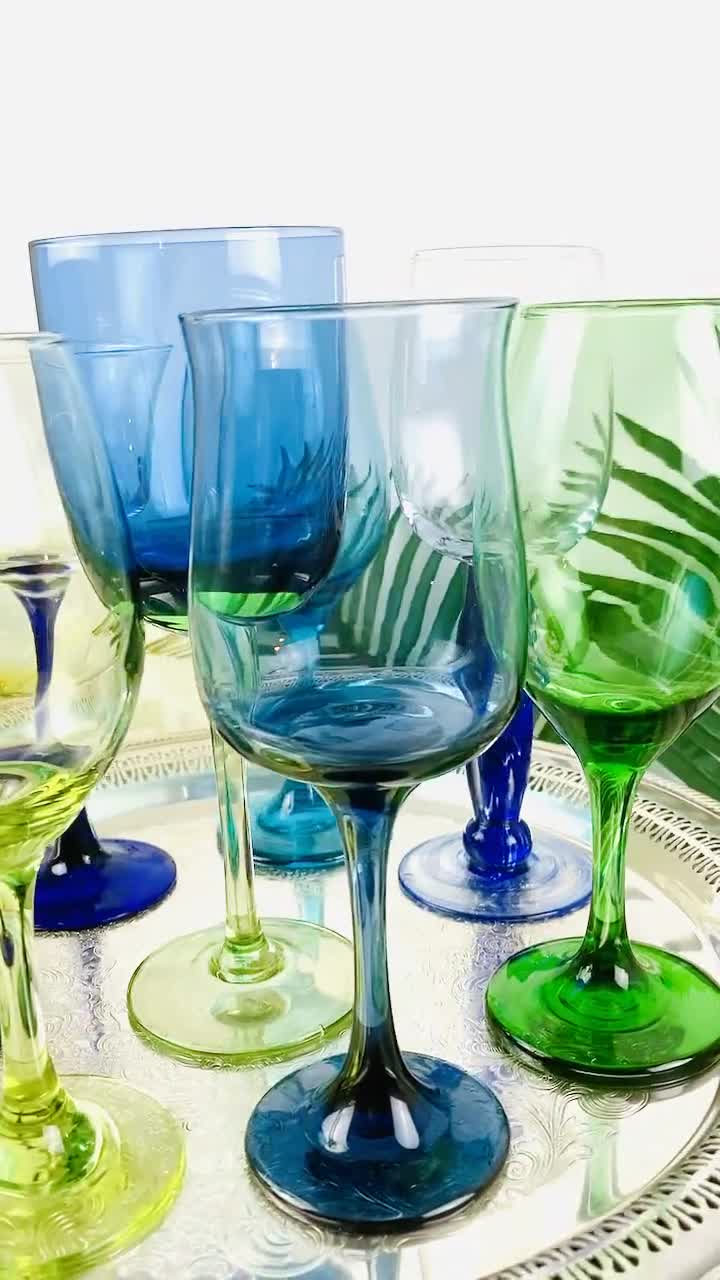 Exquisite sea Glass Vintage Wine Glasses Set of 8 