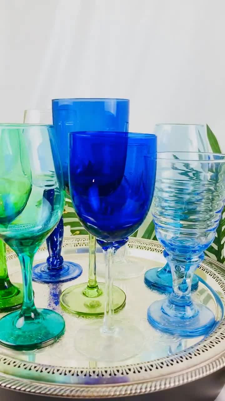 Exquisite sea Glass Vintage Wine Glasses Set of 8 