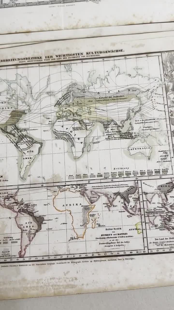 珍しい世界地図 東半球と西半球とオーストラリア 1848 - Etsy 日本