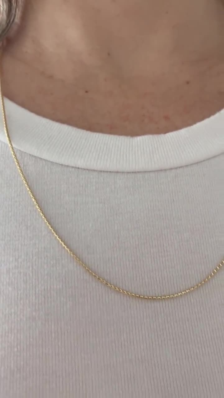 Produktbild von Popcorn-Kette Aus 14K Weißgold – 1,3 Mm Massiv, Verstellbar Bis 22 Zoll, 2,7 G, Elegant & Zeitlos