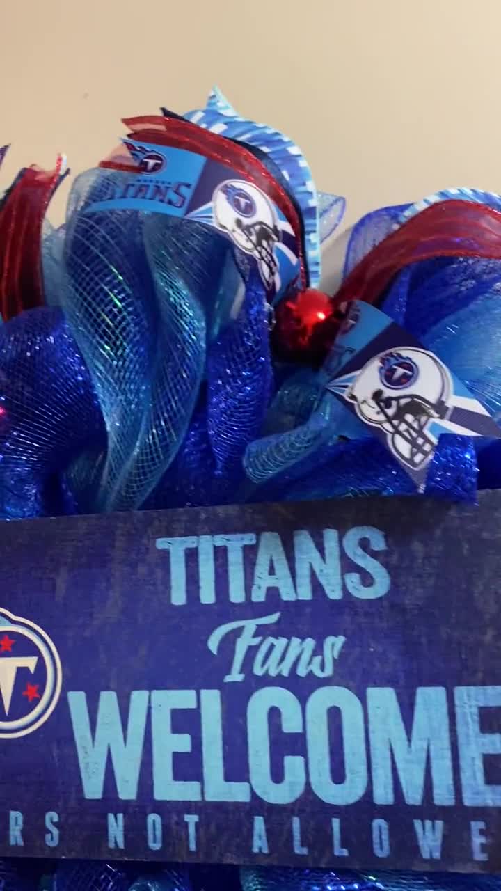 Curious Goods Shop - Tennessee Titans NFL Wreath. Each Wreath is handmade  and unique. One of a Kind! These wreaths will have to be fluffed up a bit  after shipping to you.