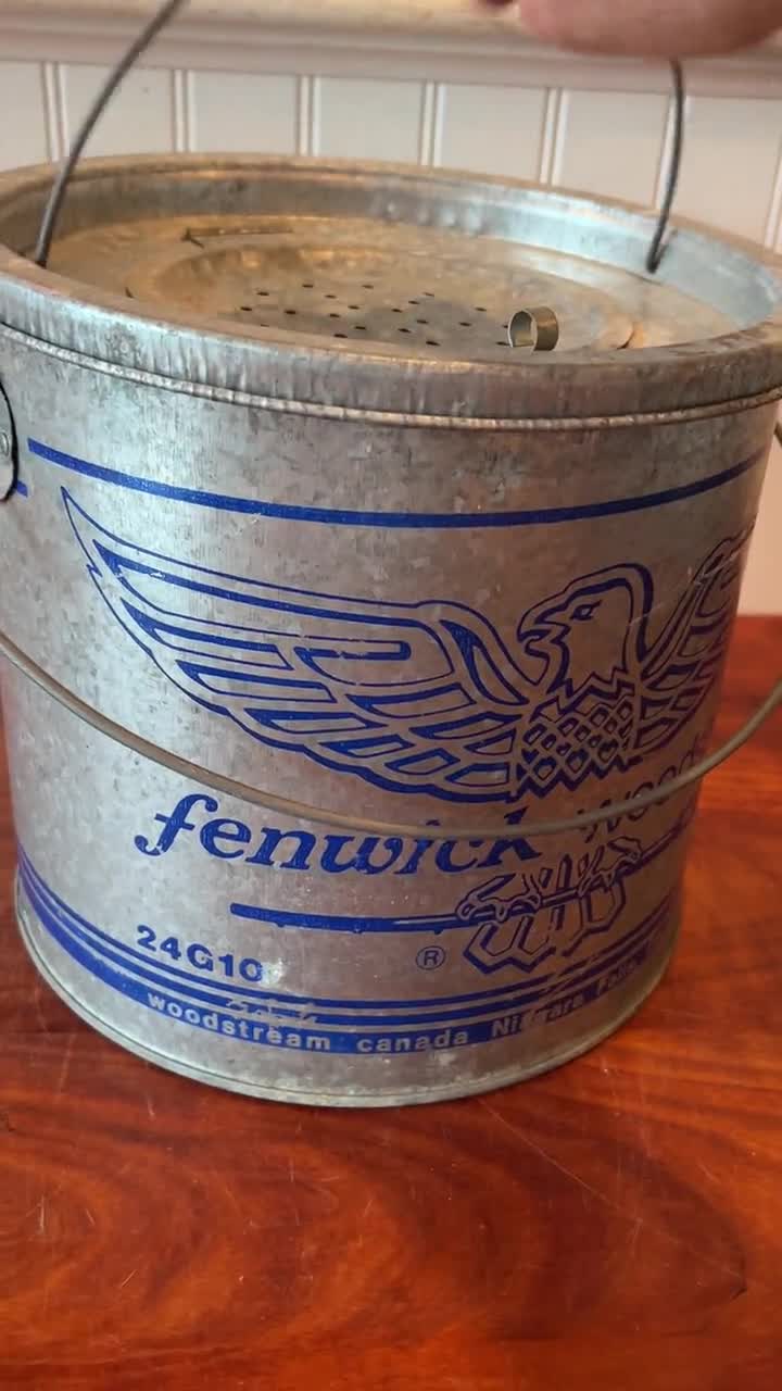 Vintage Minnow Bucket Fenwick Woodstream Minnow Bucket Bait Bucket Vintage  Bait Pail Vintage Galvanized Metal Pail Vintage Bucket 