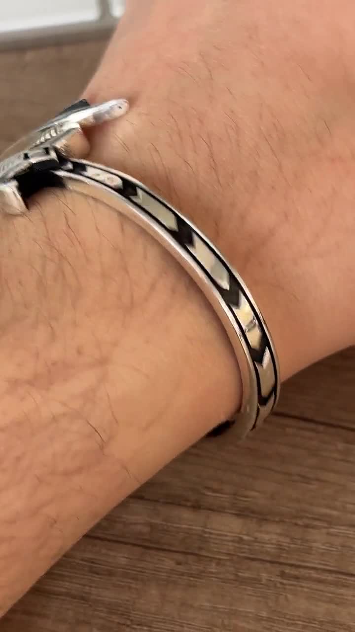 Silver Adjustable Sword Bracelet, Mens Zulfiqar Bracelet