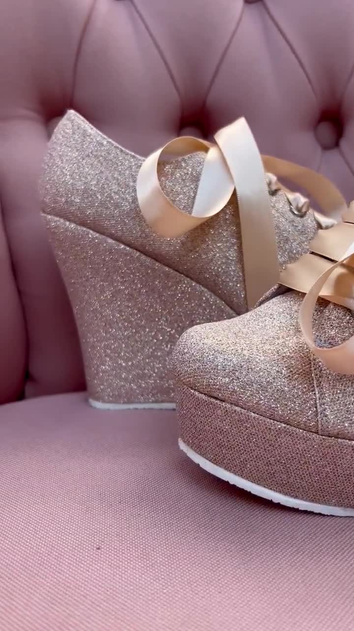 Rose gold sale sparkly wedges