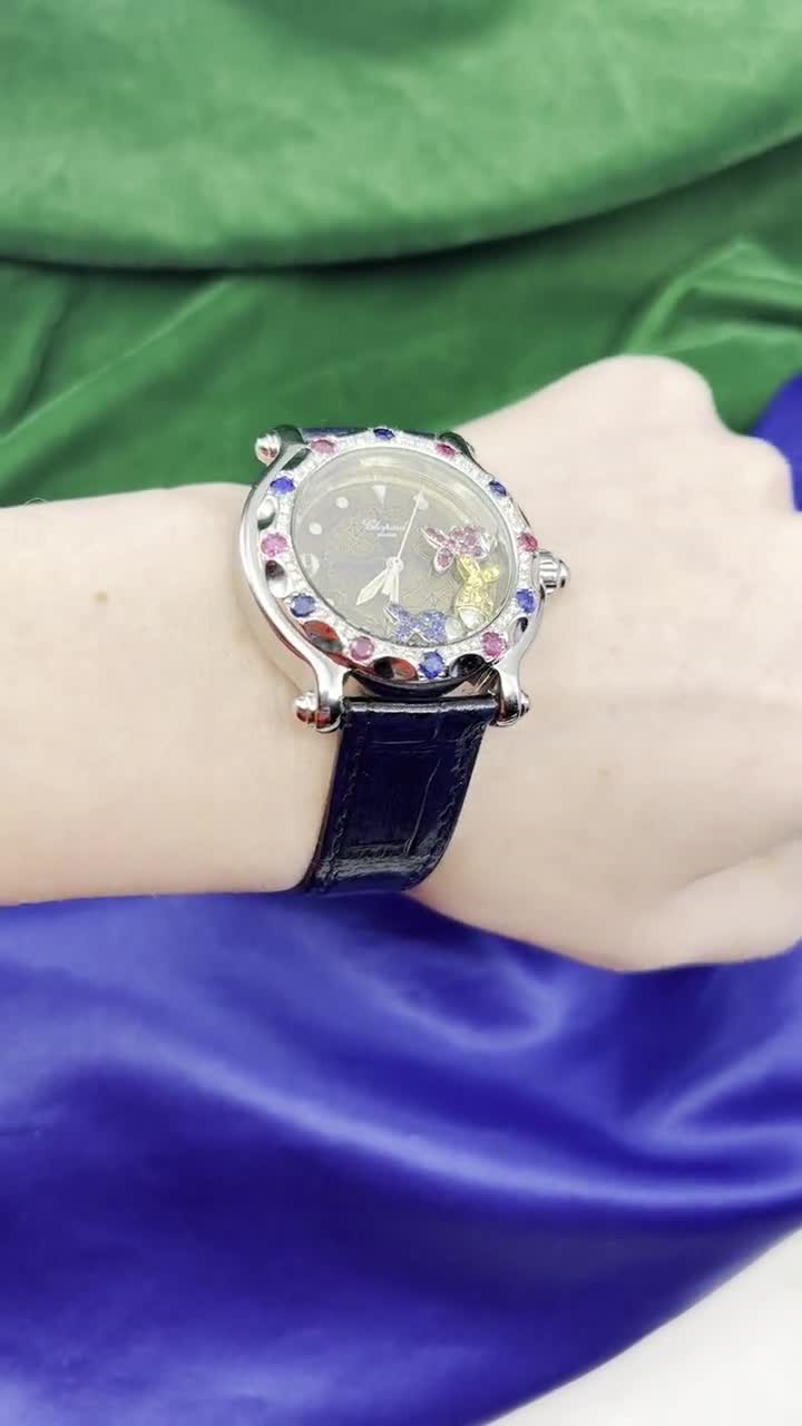 Chopard Happy Star Watch Festival de Cannes SS 18K YG w Dia Rubies Sapphires