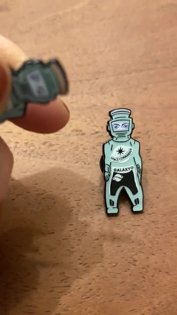 Galaxy Spaceman Syrup Bottle Enamel Pin - 2 Colors - Orange Orbit
