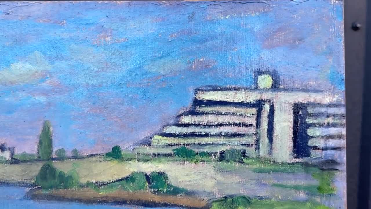 ヴィンテージ オリジナル ペインティング、油絵、印象派、風景、海景