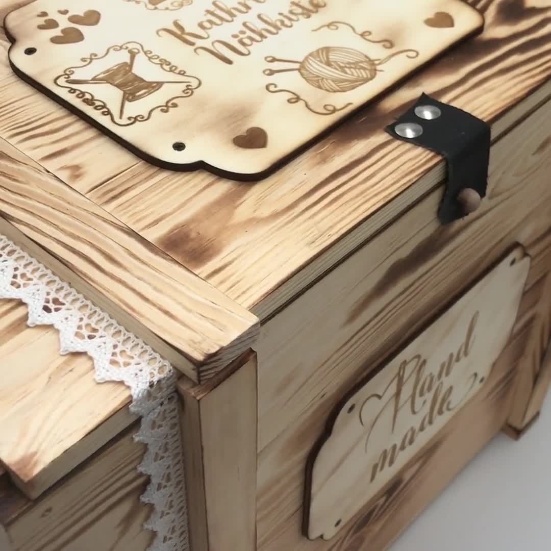 Sewing box with personal engraving / wooden box with engraving / wooden box / fashion wooden chest / sewing box / wine box / storage box