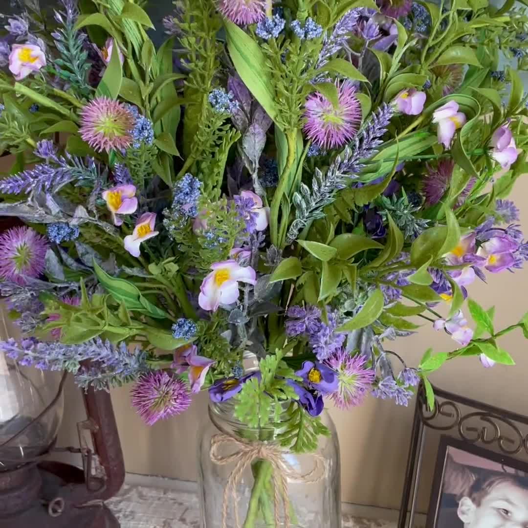 Wildflower Lavender Bouquet, Artificial Wildflowers For Mason Jar, Rustic  Centerpiece Vase Filler, Fake Flowers, Arrangement Supplies