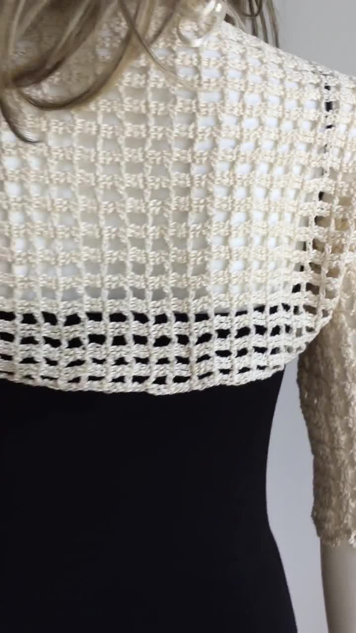 Cream outlet Crochetted Granny Square Shrug, Cotton Bolero, Women Clothing, Wedding Shrug, Bridal Coat