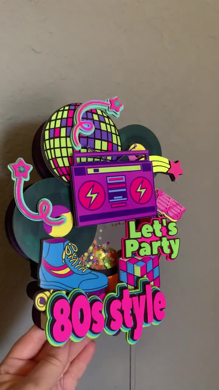 40th Birthday Cake Topper, 80s Neon Party Decorations, Personalized Fo –  Party Your World