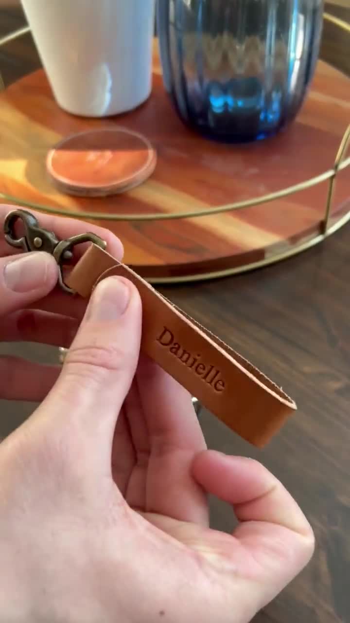 Personalized Leather Keychain, Horween and Wickett & Craig Key Fob