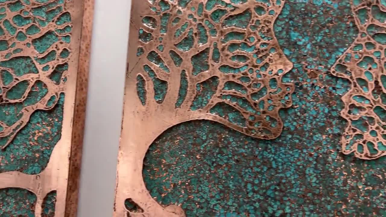 Copper Patina Metal Wall Art | Tree of Life Triptych - Etsy