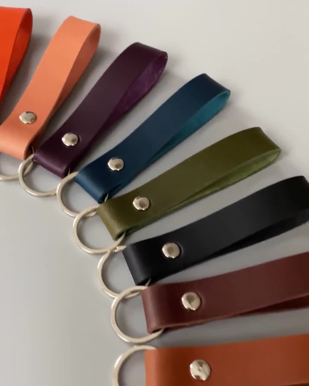 Personalized Leather Key Fob Available in Many Colors -  UK