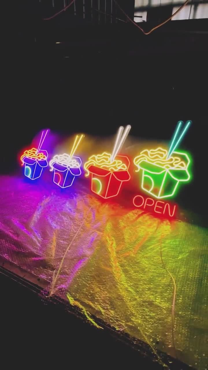 中華料理テイクアウトボックス LED ネオンサイン | 中華料理の壁飾り