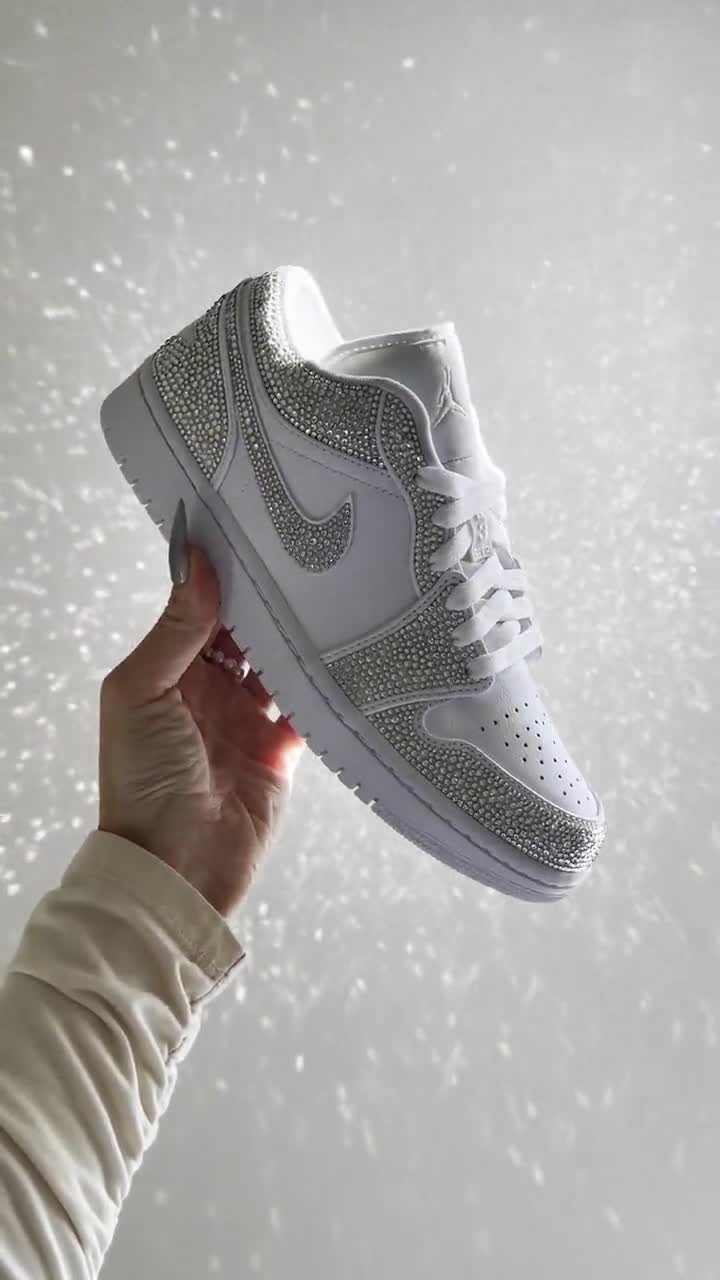 Custom Bling Nike Sneakers AUSTRIAN CRYSTAL White Bedazzled Crystallized  Jordan