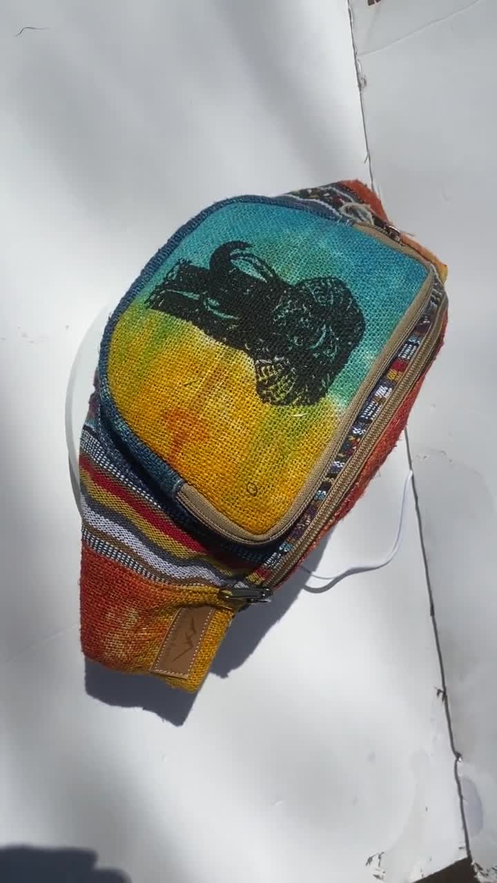 Paquete de fanny hippie de tela lavada a la piedra con cremalleras, bolso  de honda de viaje y festival de moda, bolso hippie hecho a mano del  Himalaya, regalos para papá 
