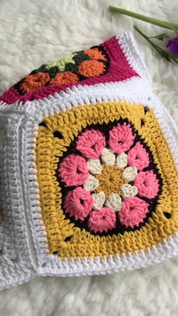 Handmade Crochet Granny Square Motif Ready to Shipping, Crocheted Motif  Set, Crocheted Granny Squares DIY Gift Set,crochet Craft Supply Kit 