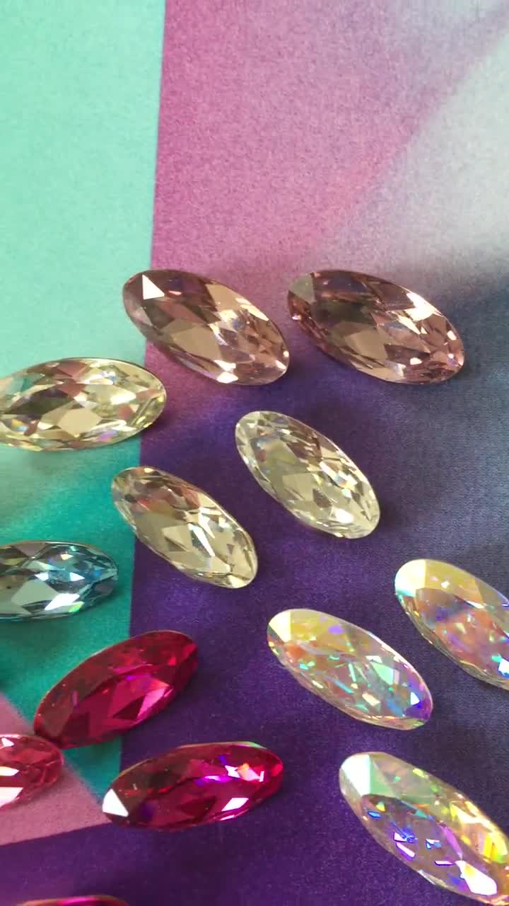 Swarovski Vintage Crystal Oval 18/9 and 16/8mm Fancy Stone