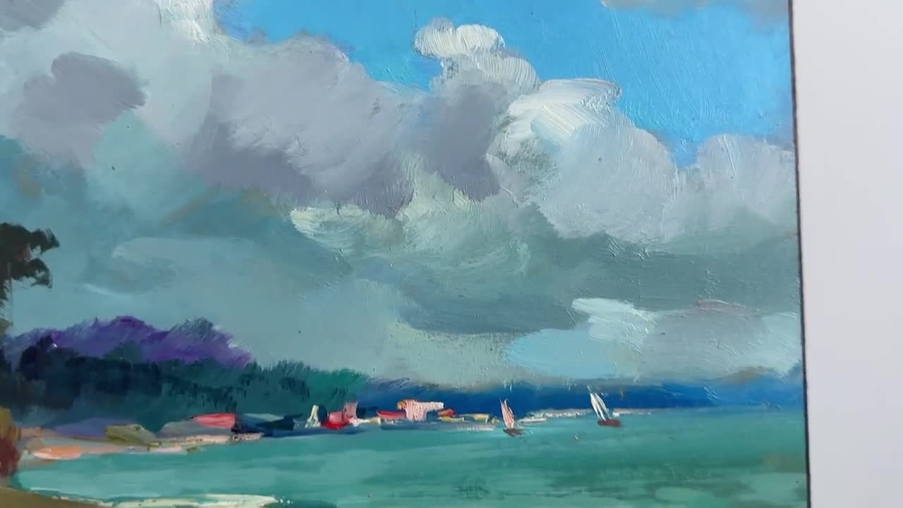 オリジナル絵画、油絵、現代絵画、印象派、風景、夏の日