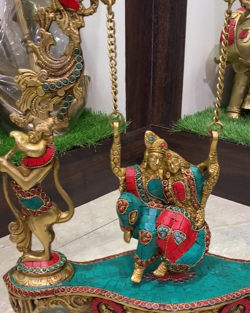 Brass statue villa Radha Krishna Large Brass Figurine Hindu God Statue,  Height : 15 In Decorative Showpiece - 38.3 cm Price in India - Buy Brass  statue villa Radha Krishna Large Brass