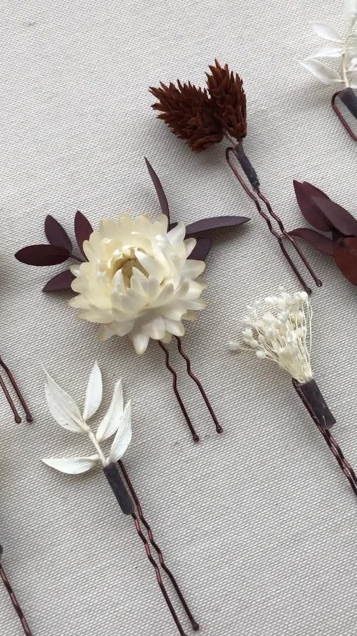 Dried Flowers Hair Comb, Garden Summer Wild Meadow Flower Wedding