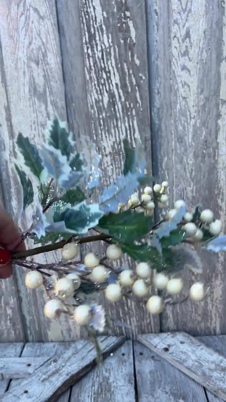 Holly Berry Pick, Christmas Holly Pick, Velvet Holly Christmas Pick,  Christmas Tree Fillers, Velvet Holly Leaf With Bells, Fake Holly,keleas 
