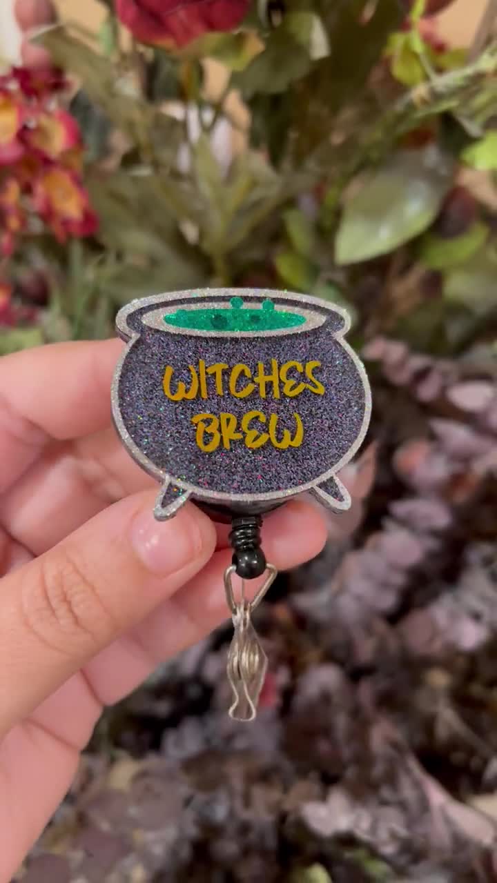 Witches Brew Cauldron Badge Reel, Halloween Theme, Spooky Season, ID  Holder. Medical Badge Reel, Teacher Badge Reel, Badge Reel Gift 