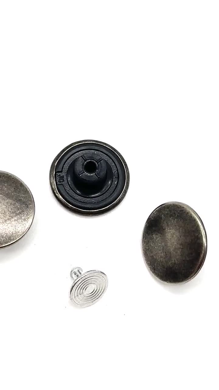 12 Pcs Vintage Gunmetal or Antique Silver Jeans Buttons, 27L