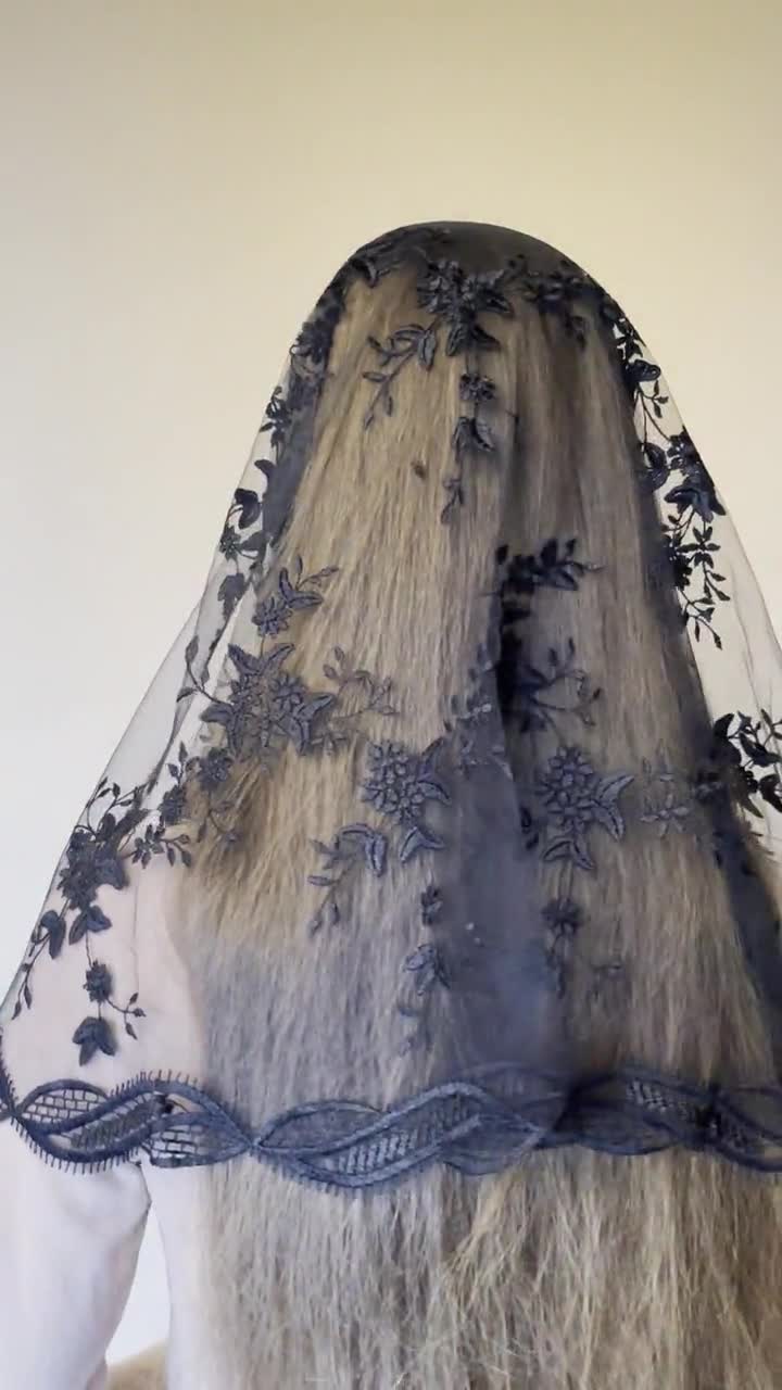 Mantille Noire 116x53 Cm - Voile Dentelle Espagnol - Occasion Très Bon état - Taille Unique Femme