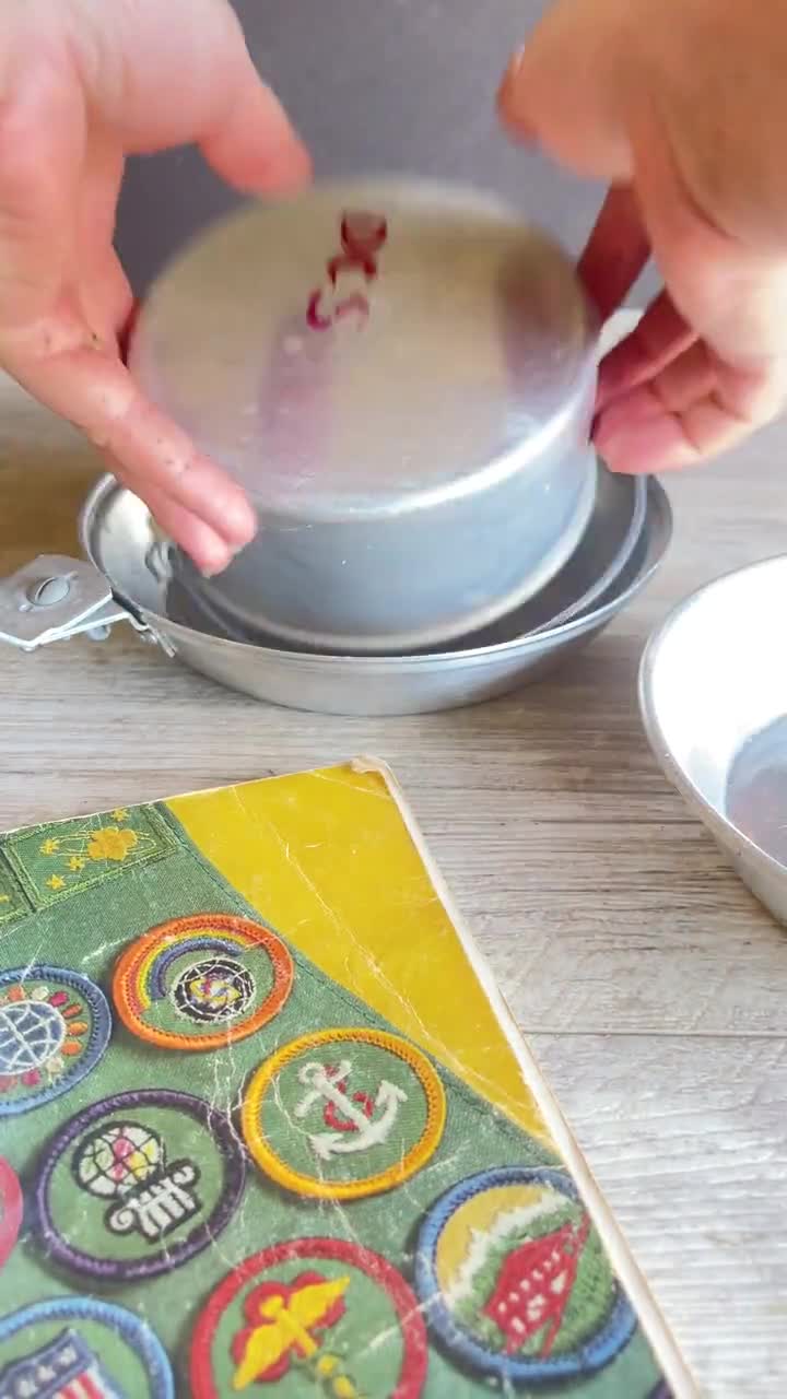 Vintage Official Boy Scout Mess Kit - Aluminum 3 Parts - Made in