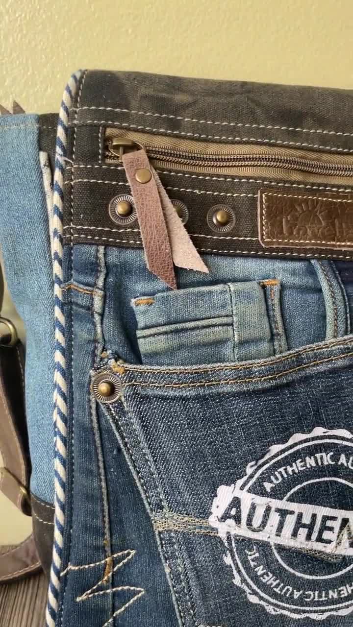 Urban Style Upcycled Denim Crossbody Bag | Eco-friendly
