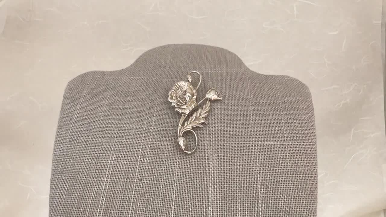 Broche Vintage Argent 925 - Grosse Fleur Imposante - Année 1972 - État Bon