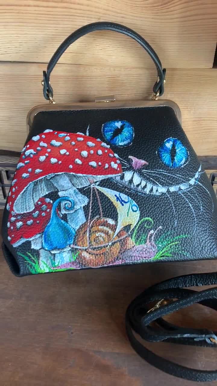 Tiny Kiss Lock Frame Purse Mushroom and Cheshire Smile Bag 