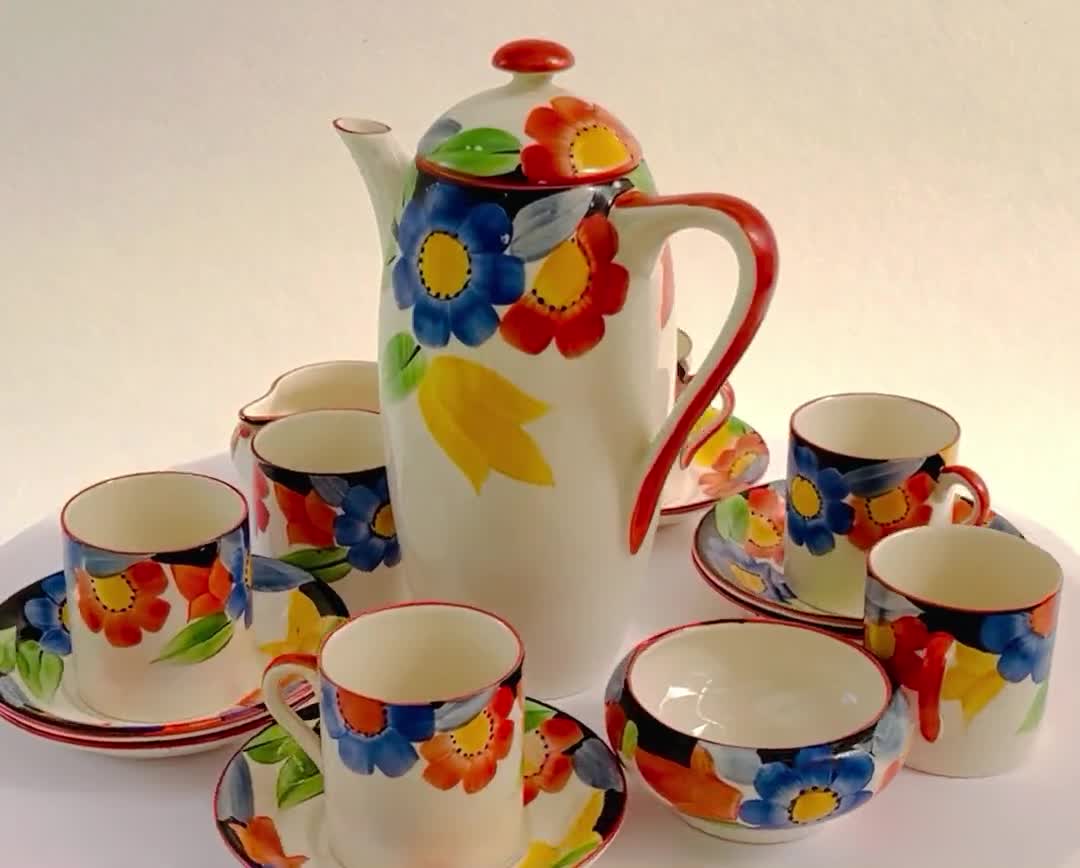 Susie Cooper スープチューリン Susie Cooper 1929 Floral Complete Coffee Set Pattern No7913
