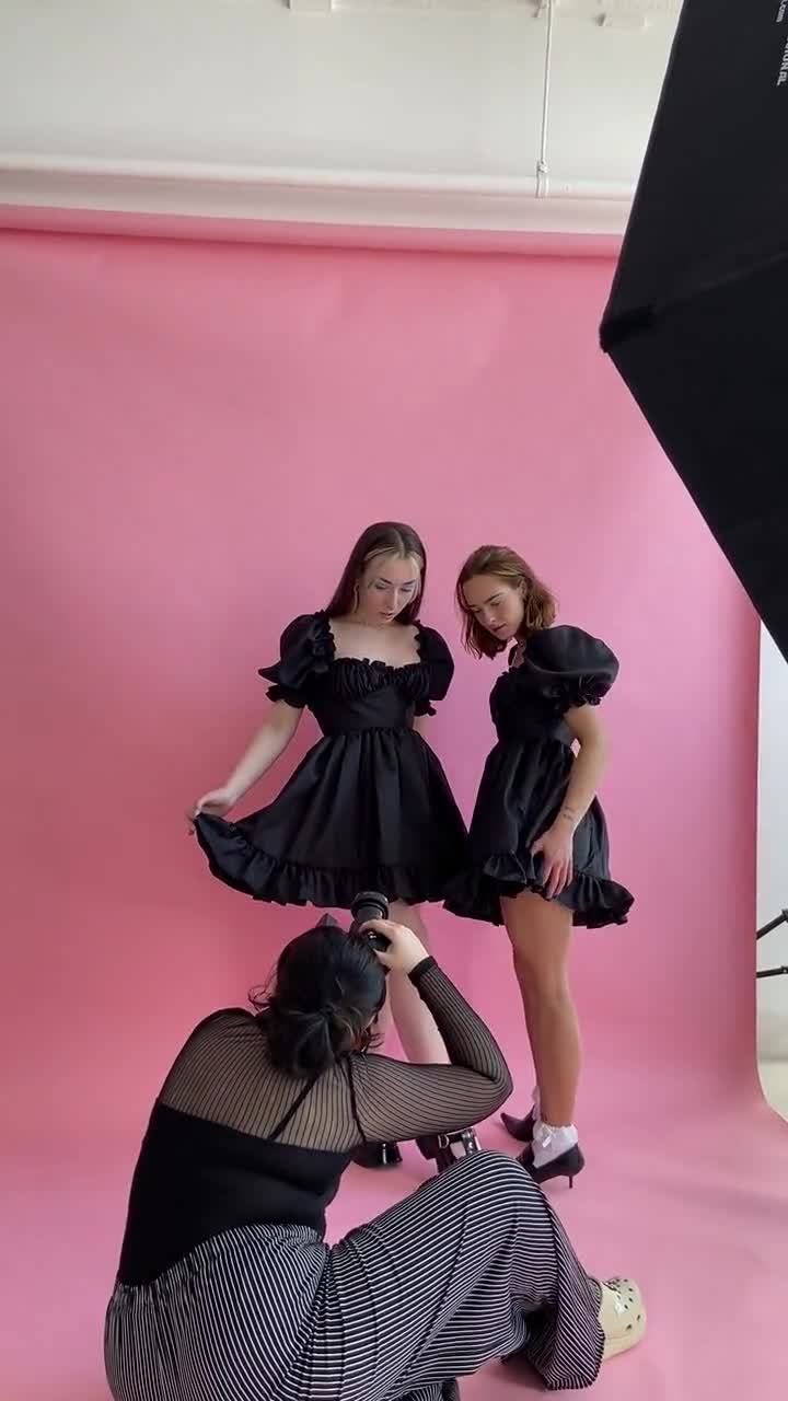 Freyja Puff Sleeve Babydoll Black Mini Dress - Etsy