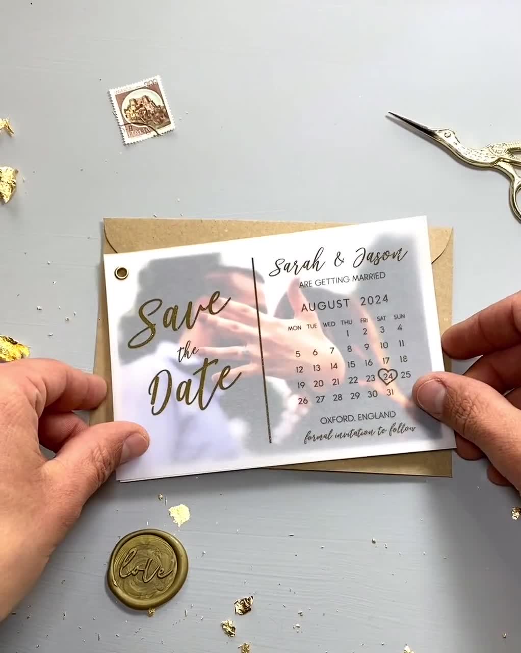 Gold Save the Date, Save the Dates for Weddings, Vellum Save the Dates,  Save the Date Cards With Envelopes, Save the Date Cards for Weddings 