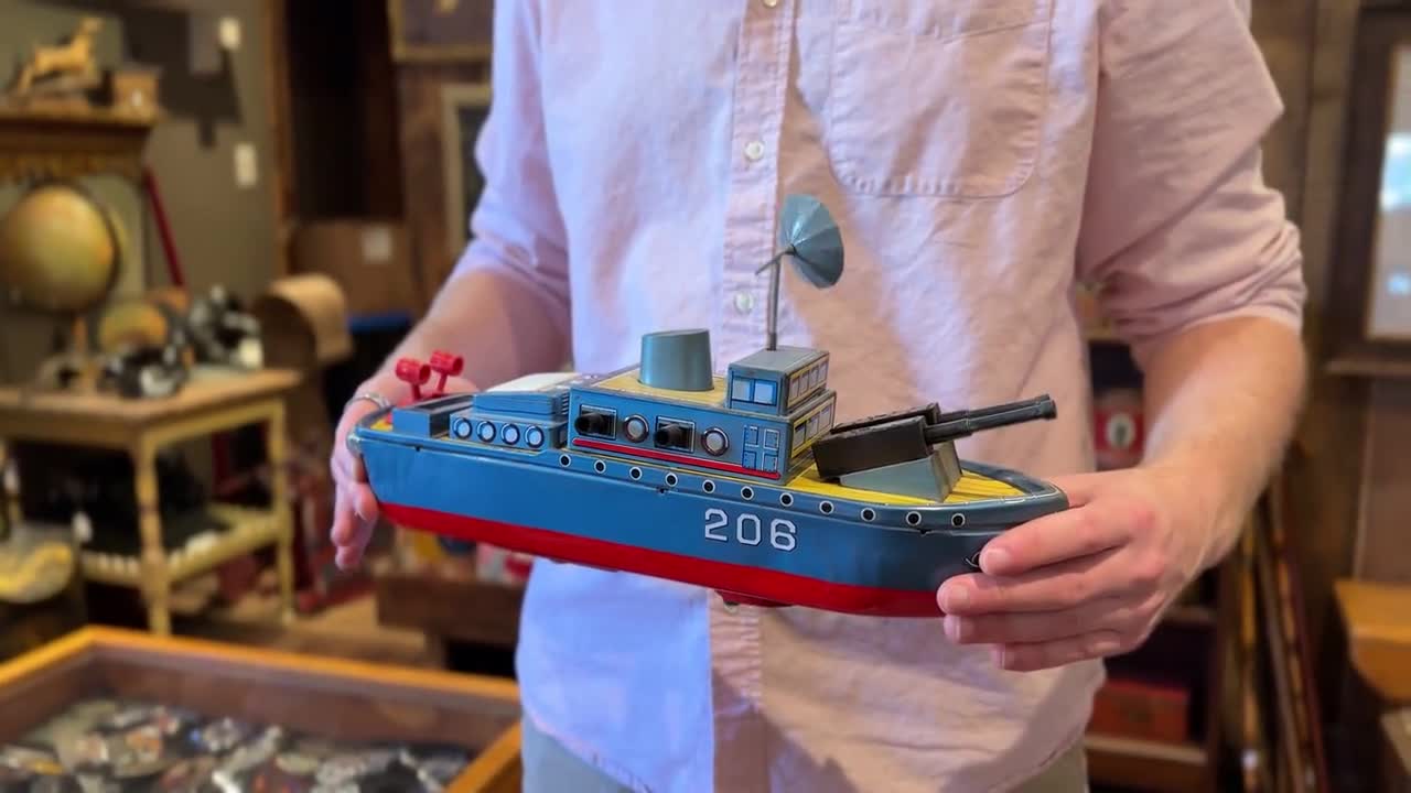 Vintage Yonesawa Tin Subchaser Toy Boat Model No. 206 - Etsy