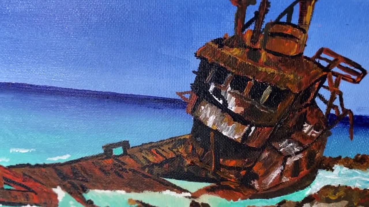 ビミニ島の難破船（原画） - Etsy 日本