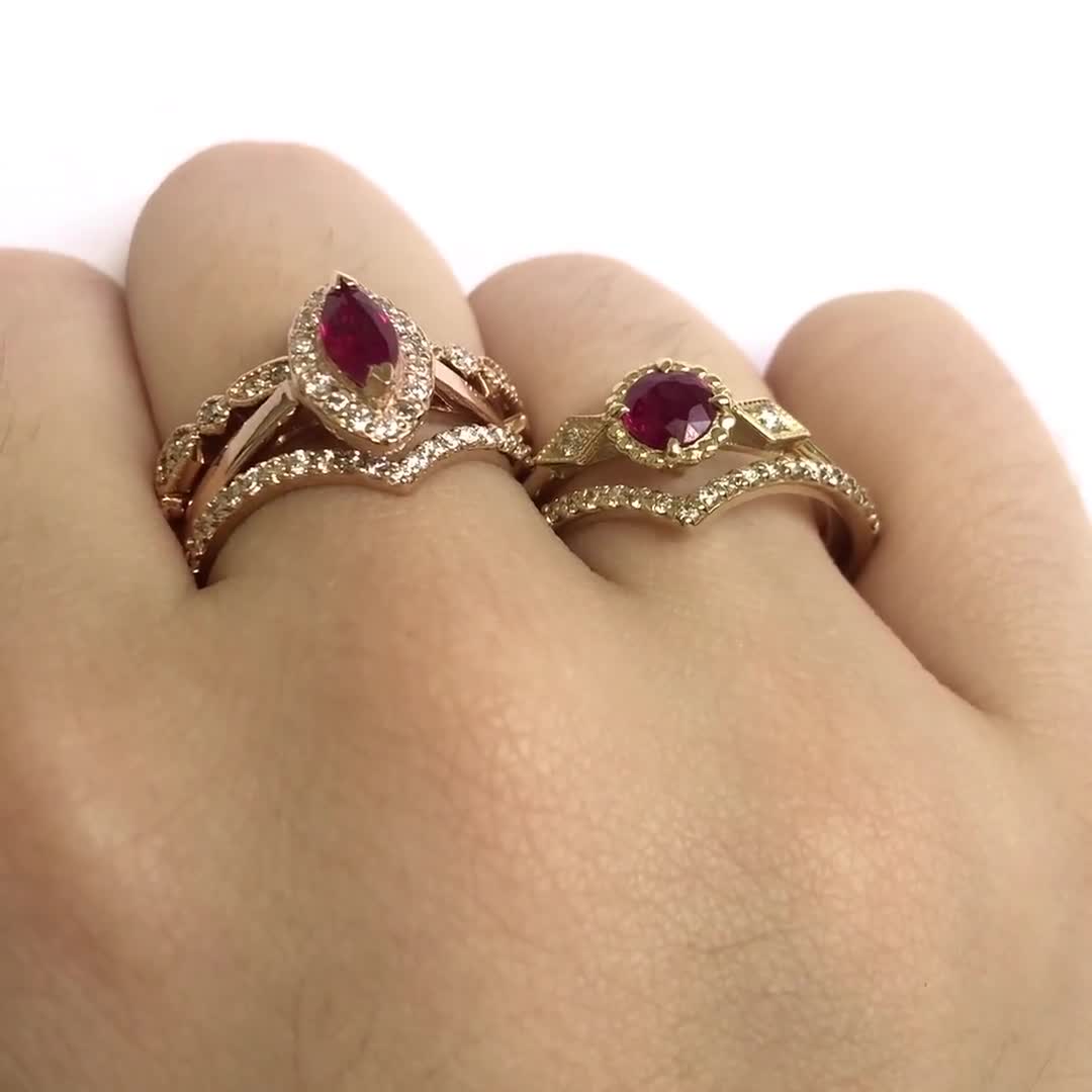 Gold ruby band on sale rings