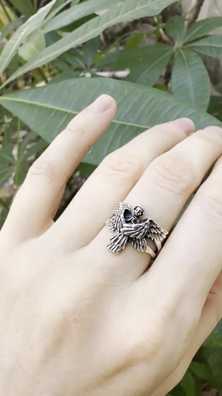 Cherub Ring 925 STERLING SILVER Angel Ring Celestial Guardian Angel Protective Talisman Divine Creature Protector Sacred Symbol video poster