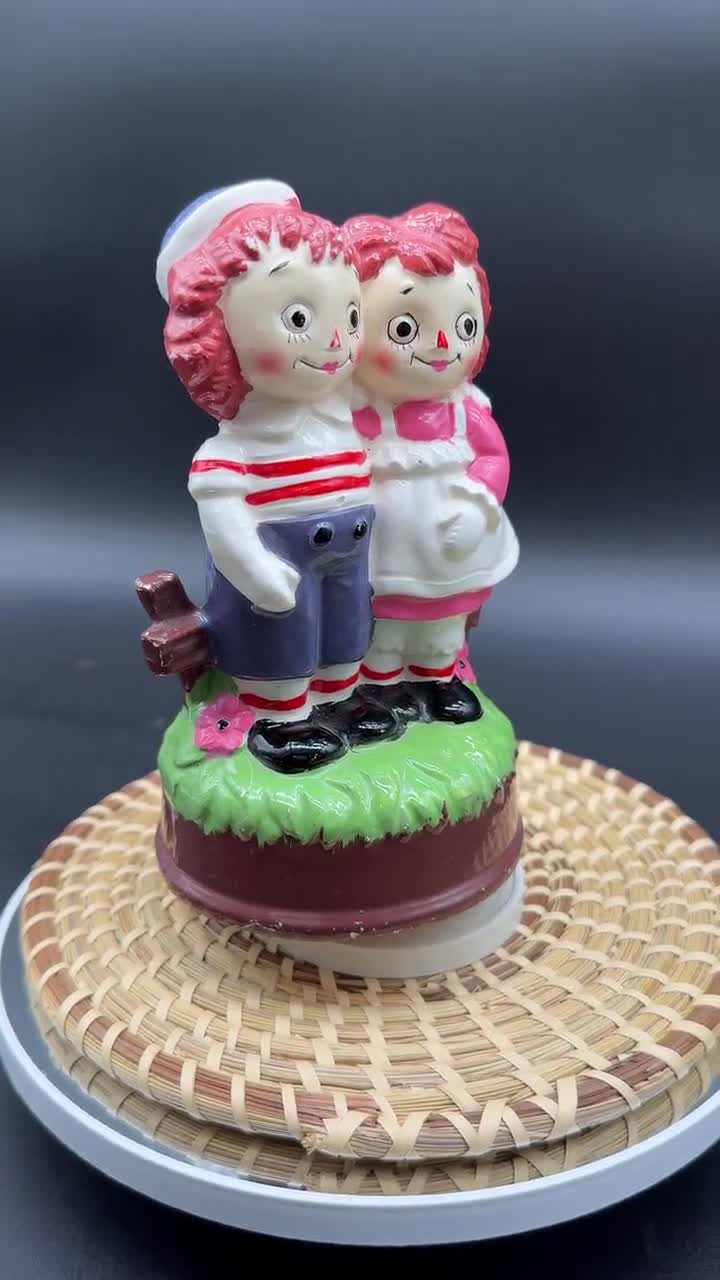 Vintage Raggedy Ann and Andy Music Box – 1970s Ceramic Figurine - Etsy