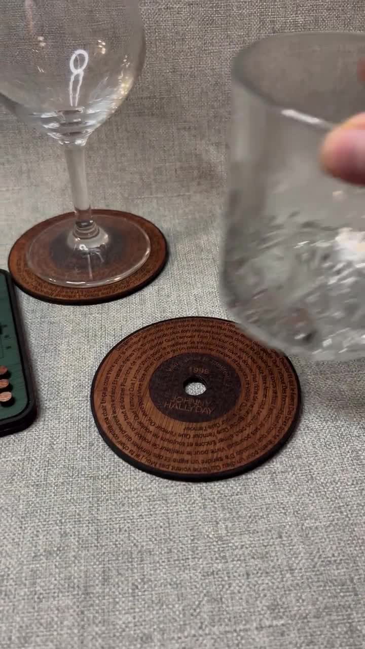 Très Beau Service De 6 Grands Verres 30 Cl Gravé à La Main Johnny Hallyday Personnalisable