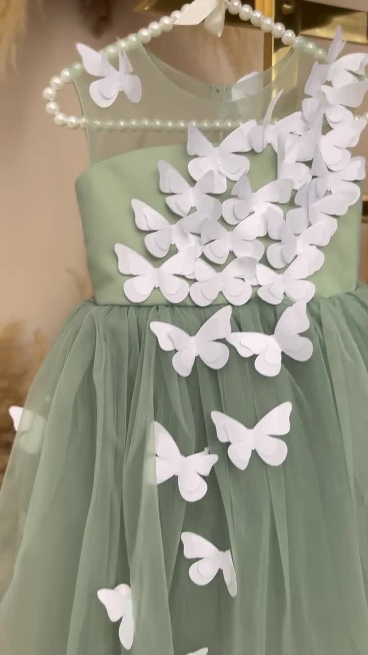 green emerald velvet dress Duntery Bridesmaid Dress Chiffon A-Line Long Dress with Butterfly Sleeves, Silver main image 1