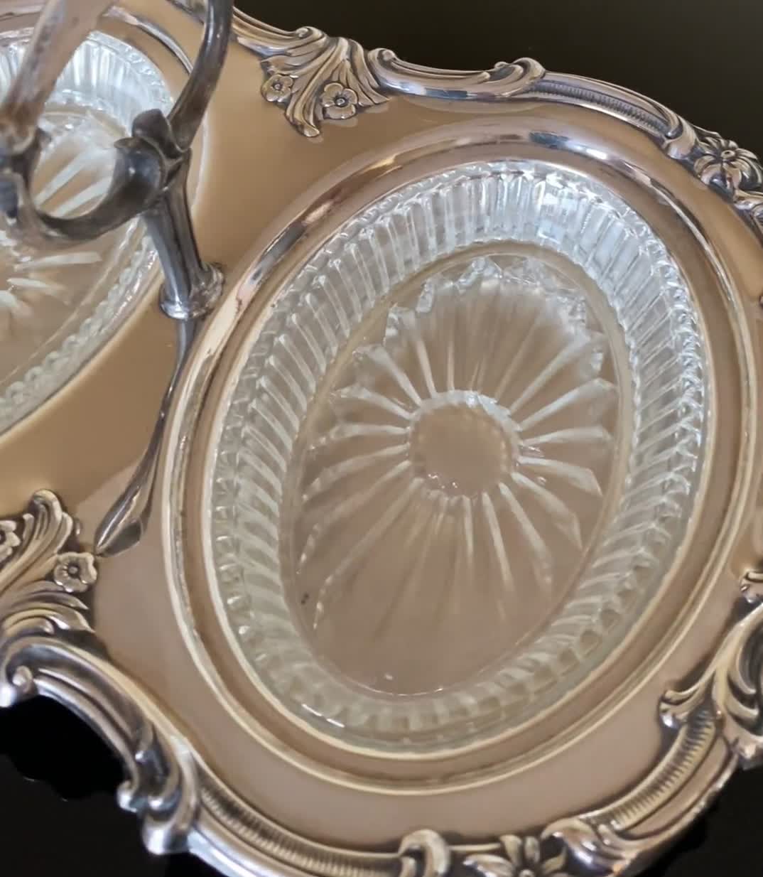 Vintage Marlboro Silver Plated Double Dish With Inserted Glass for