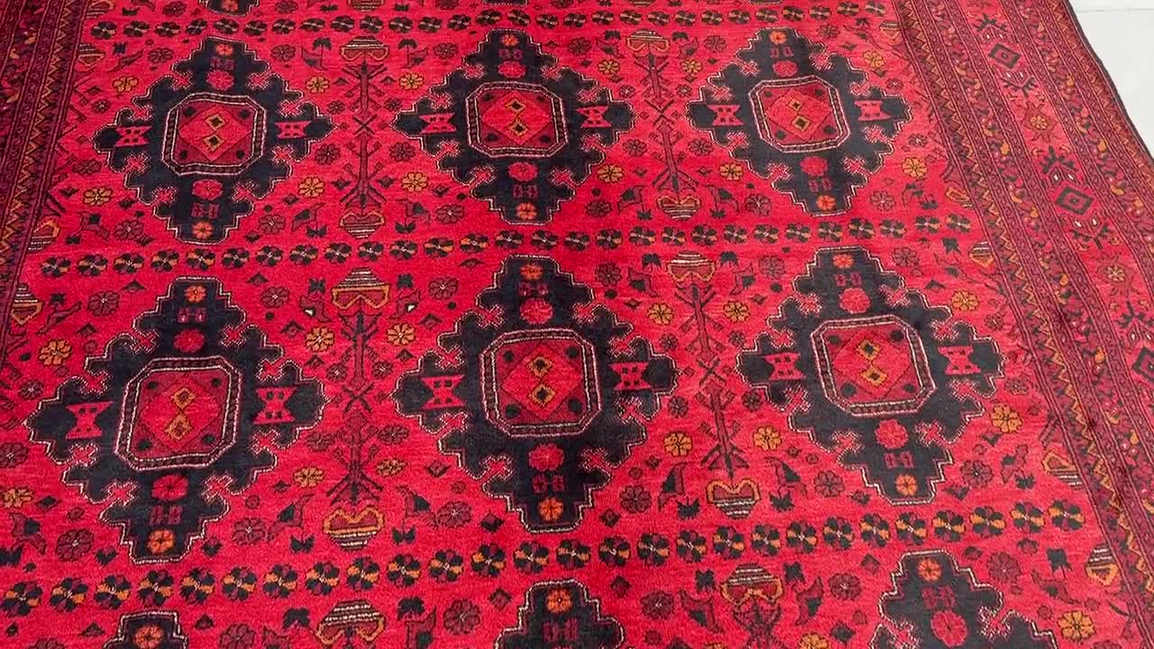 7 x 10フィートのヴィンテージアフガニスタン手織りラグ | トルクメン
