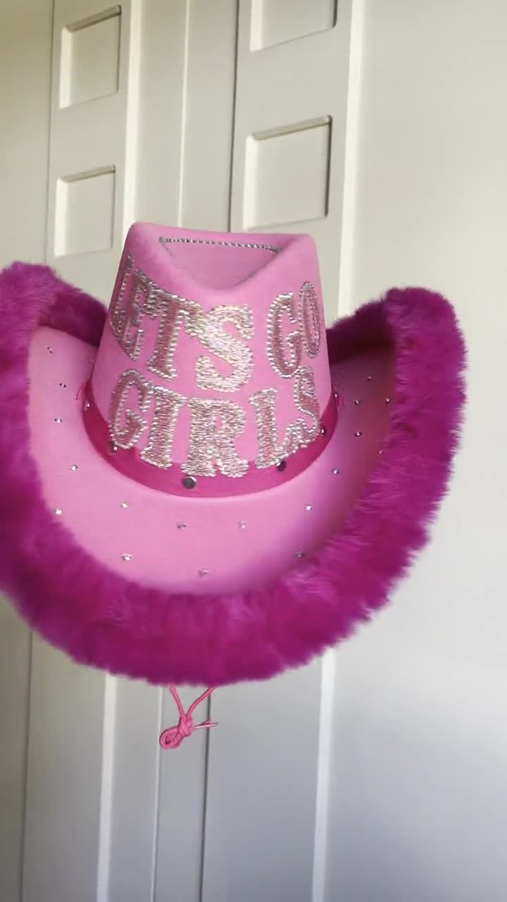 Tiktok Pink Cowboy Hat Party City Hot Pink Cowgirl Hat: Rhinestone