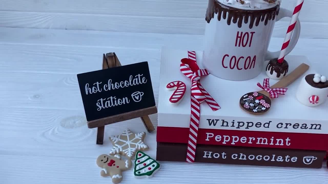 Winter Hot Cocoa Station on Serving Tray with Toppings and Free Printables  - Small Gestures Matter