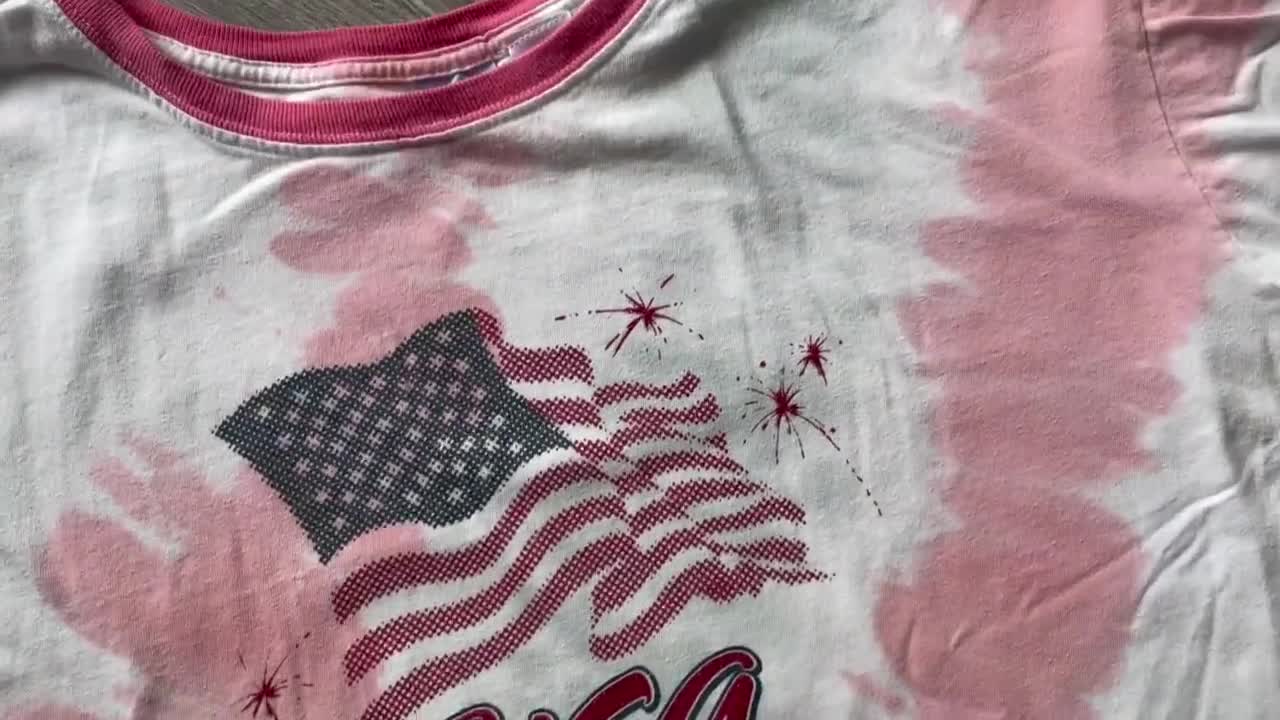 Restyled Fourth of July Flag Crop Top Shirt Size S Grunge 